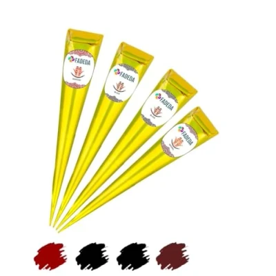Afbeelding van FADEDA Set van 4 100% natuurlijke hennapastakegels mix natuurlijk bruin zwart 100 g