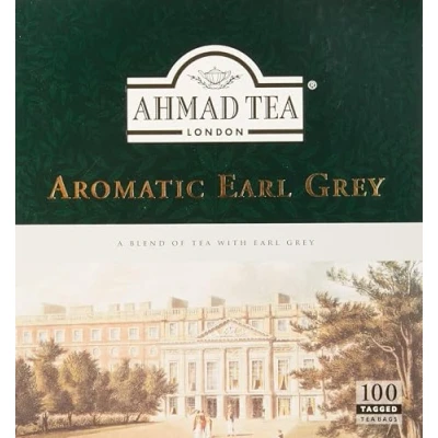 Afbeelding van Ahmad Tea Earl Grey Aromatic zwarte theezakjes, 2 g, met strik, 100 stuks