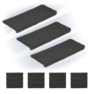 Afbeelding van trapmatten 15 stuks zelfklevend 65 x 24 cm rechthoekig donkergrijs