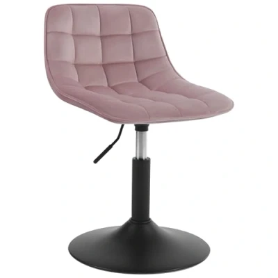 Afbeelding van Woltu 1 verstelbare kruk, werkstoel, eetkamerstoel, make up draaistoel, fluweel, voor kantoor, thuis, winkel, in hoogte verstelbaar van 38 49,5 cm, roze