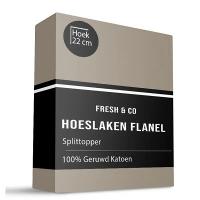 Afbeelding van Split Topper Hoeslaken Flanel 180x200 cm Wit , Grijs Antraciet Fresh and Co Ga naar Dekbed Discounter.nl &amp; Profiteer Nu