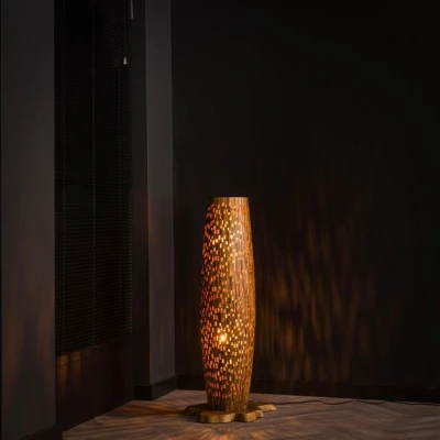 Afbeelding van Hoyz Collection Vloerlamp S Bars Teakhout 104cm