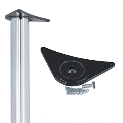 Afbeelding van Gedotec Meubelvoet van metaal, verstelbare tafelvoet, eenvoudig, chroom, gepolijst, cilindrisch, model H1712, hoogte 710 mm, Ø 60 steunvoet met bevestigingsmateriaal, 1 stuk
