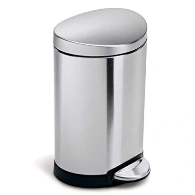 Image de Poubelle semi ronde à pédale 6L en inox brossé anti traces CW1834