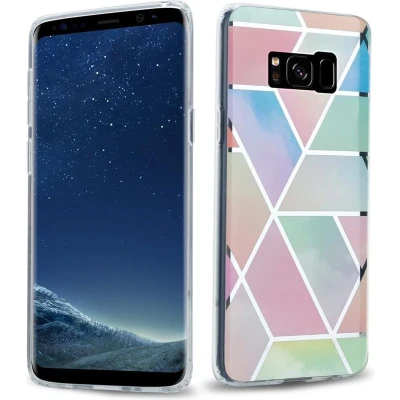 Afbeelding van Cadorabo Hoesje geschikt voor Samsung Galaxy S8 PLUS in Regenboog Marmer No. 11 Beschermhoes gemaakt van TPU siliconen Case Cover met mozaïek motief