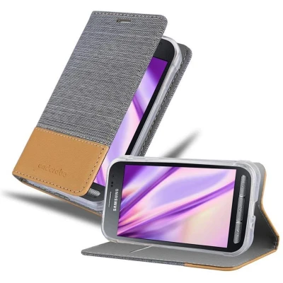 Afbeelding van Cadorabo Hoesje geschikt voor Samsung Galaxy XCover 3 in LICHTGRIJS BRUIN Beschermhoes met magnetische sluiting, standfunctie en kaartvakje Book Case Cover Etui