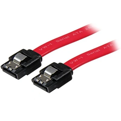 Afbeelding van StarTech.com SATA kabel met vergrendeling, 18 inch, LSATA18, serie ATA 150/300/600, (R) naar (R), rood