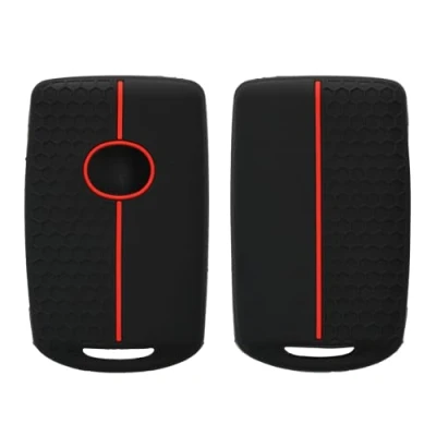 Afbeelding van kwmobile autosleutel hoesje geschikt voor Mazda 3 Tasten CX30 CX50 CX60 CX90 MX 30 hoes Siliconen behuizing Auto sleutel case met honingraat Sleuteletui in zwart / rood