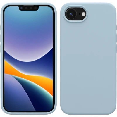 Afbeelding van kwmobile telefoonhoesje geschikt voor Apple iPhone 16e Hoesje met siliconen coating Smartphone case in mat lichtblauw