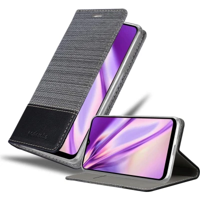 Afbeelding van Cadorabo Hoesje geschikt voor Samsung Galaxy A02s in GRIJS ZWART Beschermhoes met magnetische sluiting, standfunctie en kaartvakje Book Case Cover Etui