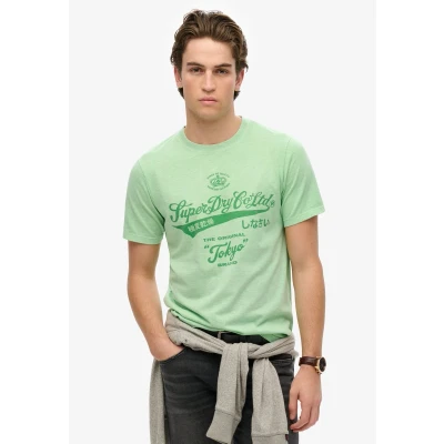 Afbeelding van Superdry Workwear Washed Tshirt print, Heren, Maat: 3XL, Green ash marl
