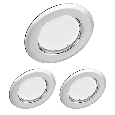 Afbeelding van Set van 3 ronde led inbouwspots chroom 3W 230V dimbaar Ø 52 71 mm gatgrootte inbouwspot plafond (warm wit 3000K)