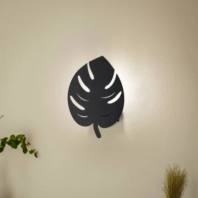 Afbeelding van Sivani MR 843 wandlamp in bladmotief, zwart