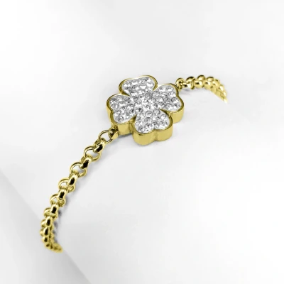 Image de Ponytail&amp;Co Bracelet Trèfle avec pierres Or 15+5cm