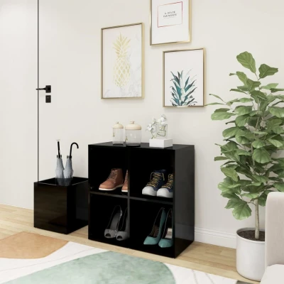 Afbeelding van Opbergkast 105x35,5x70 cm spaanplaat hoogglans zwart