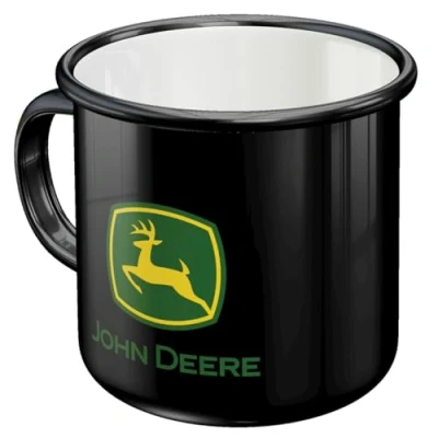Afbeelding van John Deere Black. Emaille Drinkbeker Nostalgic Art 0,36 l,