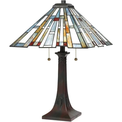 Afbeelding van Quoizel Tifanny LED Tafellamp Maybeck 2X E27 Max 60W Valiant Bronze