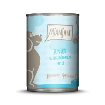 Afbeelding van 6x400g MjAMjAM Junior sappige kip met ei nat hondenvoer