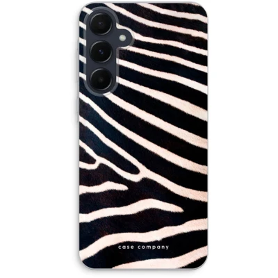 Afbeelding van Case Company® hoesje geschikt voor Samsung Galaxy A55 Zebra Soft Cover Telefoonhoesje Bescherming aan alle Kanten en Schermrand