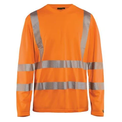 Image de T shirt manches longues haute visibilité col en V anti UV orange