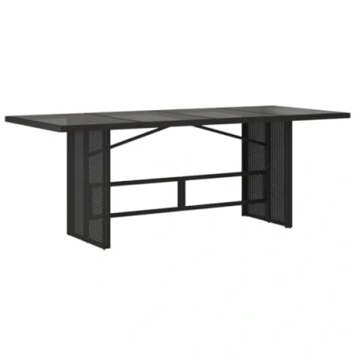 Afbeelding van vidaXL Tuintafel met glazen blad 190x80x75 cm poly rattan zwart