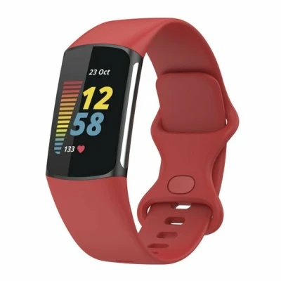 Afbeelding van FitBit Charge 5 &amp; 6 Sportbandje met dubbele lus Rood Maat: S