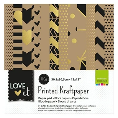 Afbeelding van Kraftpapier Print Enkelzijdig 12x12&quot; Love It 12 stuks