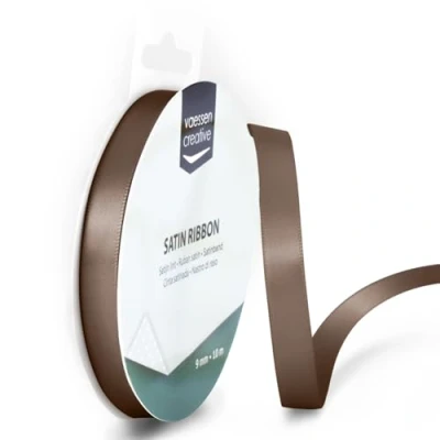 Afbeelding van Vaessen Creative Satijnen lint, 9 mm x 10 m, chocoladebruin