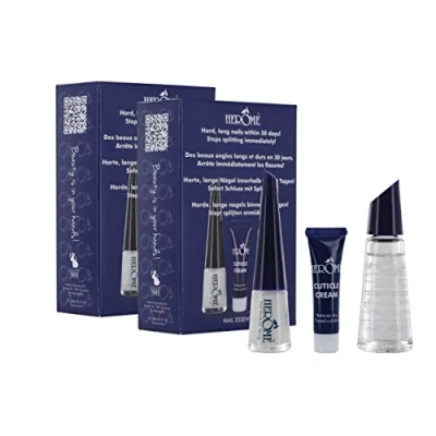 Afbeelding van Herome 2 pack 3 in 1 Nail Essentials set (blauw) reisset verzorging voor zwakke nagels met sterke verharder, verzorgende remover zonder aceton en nagelriemcrème