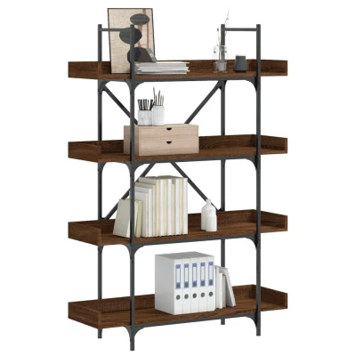 Afbeelding van Boekenkast 4 laags 100x33x145,5 cm bewerkt hout bruineikenkleur