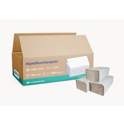Afbeelding van Inoverse Papieren handdoeken 1 laag 25 x 23 ZZ vouwen 4000 vellen grijs