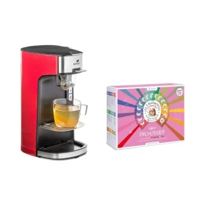 Afbeelding van SENYA Theemachine set, Tea Time rode elektrische theepot &amp; ontdekkingsdoos met 72 zakjes Les 2 Marmottes SYPK 011R