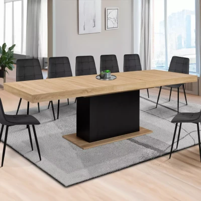 Image de Table à manger extensible EDEN 10 12 personnes bois et noir 200 250 cm