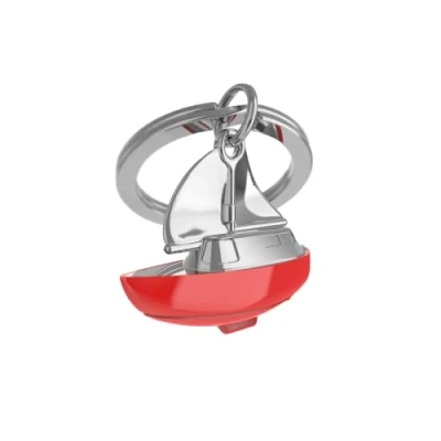 Afbeelding van Metalmorphose sleutelhanger zeilboot Rood / 3,2 x 3,8 1,3 cm Metaal