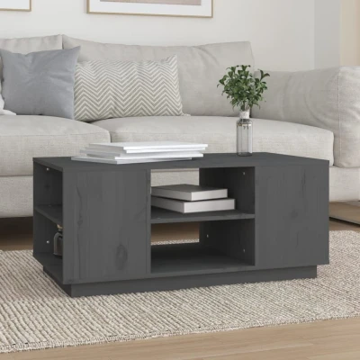 Afbeelding van Salontafel 90x49x40,5 cm massief grenenhout grijs