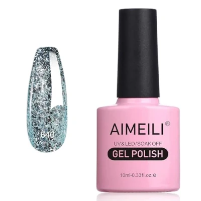 Afbeelding van AIMEILI nagellak, semi permanent, met glitter, fijne gel, LED, UV, kleur voor herfst/winter, 10 ml (640)