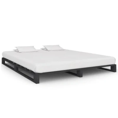 Afbeelding van Bedframe pallet massief grenenhout grijs 160x200 cm