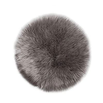 Afbeelding van Teppich Wölkchen tapijt van kunstbont lams en schapenvacht, pluizig voor slaapkamer, woonkamer, kinderkamer, stoeldecoratie, bruin, 60 cm, rond