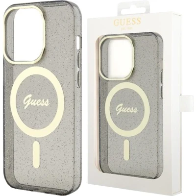 Afbeelding van Guess Glitter Gold MagSafe GUHMN61HCMCGK hoesje voor iPhone 11 / Xr zwart