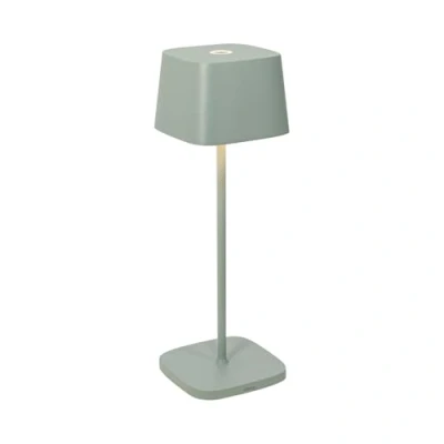 Afbeelding van Zafferano Ofelia Tafellamp Oplaadbare Buitenlamp Sage Spatwaterdicht (IP65) Bureaulamp Snoerloos Dimbare LED Lamp Draadloos Oplaadstation Terraslamp USB Oplaadbaar 29 cm x Ø10
