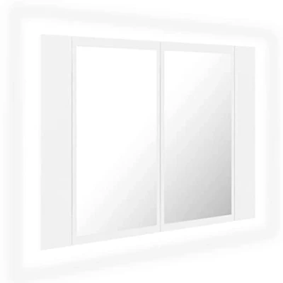 Afbeelding van vidaXL Badkamerkast met spiegel, led, wit, 60 x 12 45 cm, acryl