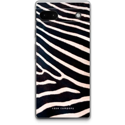Afbeelding van Case Company® hoesje geschikt voor Google Pixel 6a Zebra Soft Cover Telefoonhoesje Bescherming aan alle Kanten en Schermrand