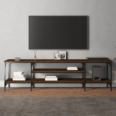Afbeelding van Tv meubel 161x35x45 cm bewerkt hout en ijzer bruin eikenkleur