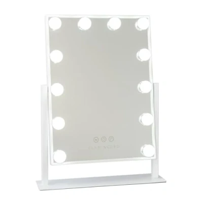 Afbeelding van Flamingueo Make Up Spiegel met Licht 12 LED lamp Vanity Mirror, Hollywood USB, 3 Modus Verlichte Spiegel, Originele Geschenken, Medium Grootte