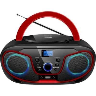Afbeelding van Silva Schneider MPC 19.4 FM radio met cd speler, AUX, USB, zwart/rood