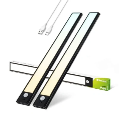 Afbeelding van Brendz Keukenverlichting Onderbouw LED, Onderbouwverlichting, 2 x 40cm, USB C Oplaadbare Led Strip, 2200mAh, 3 Kleurtemperaturen, Dimbaar, Magnetisch, Draadloos, Puyo Zwart