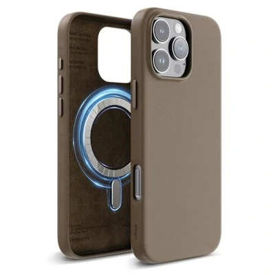 Afbeelding van elago iPhone 16 Pro Max 6,9 inch magnetische leren beschermhoes, compatibel met alle MagSafe accessoires, geïntegreerde magneten, veganistisch leer, schokbestendig, waterdicht