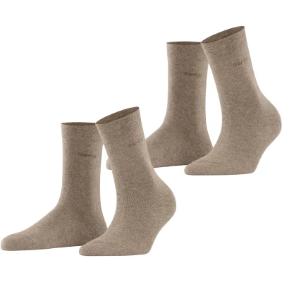 Afbeelding van ESPRIT Basic Easy 2 pack ademende sokken biologisch katoen zachte randen zonder druk op het been geschikt voor diabetici dagelijks leven werk multipack set van paar, Bruin (Nutmeg Melange 5410)