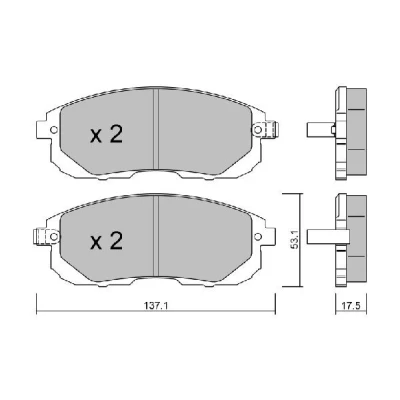 Afbeelding van AISIN BPNI 1005 Remblokkenset Met akoestische slijtagewaarschuwing NISSAN: Juke, Pulsar Hatchback, Tiida Hatchback