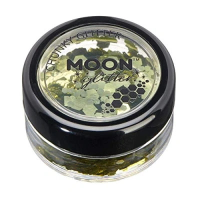 Afbeelding van Moon Glitter® Klassieke dikke glans, 100% cosmetische glitter voor gezicht, lichaam, nagels, haar en lippen, 3 g, goud